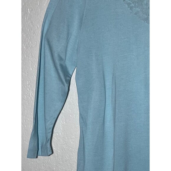 Talbots Woman Petites Large Lt Blue Scoop Neck 1/2 Sleeve Modal/Silk LW - Picture 7 of 16